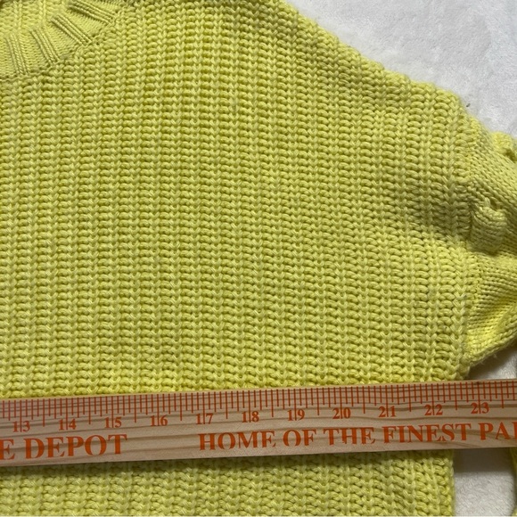 EN CRÈME Womens Cropped Yellow Sweater Puff Crocheted Long Sleeves Size Small - Picture 9 of 9